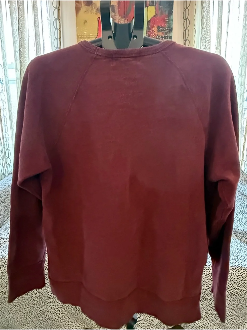J. Crew Men's Crewneck Sweatshirt with Side Zippers in Burgundy